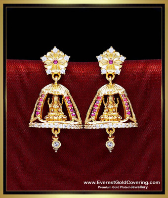 ERG2607 - Forming Gold Plated Latest Lakshmi Devi Earrings Designs
