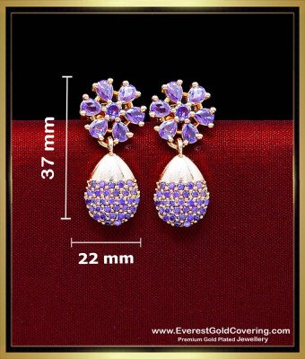 ERG2608 - Unique American Diamond Purple Stone Earrings for Girls