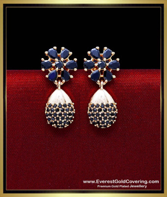 ERG2609 - Elegant 1 Gram Gold Plated Black Stone Earrings for Girls