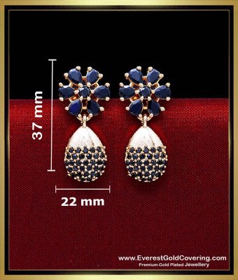 ERG2609 - Elegant 1 Gram Gold Plated Black Stone Earrings for Girls