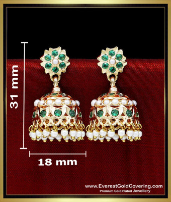 ERG2634 - Trendy Emerald Stone with Pearl Impon Earrings Jhumka