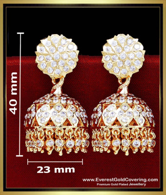 ERG2637 - Original Impon Jewellery Full White Stone Jhumka Earrings