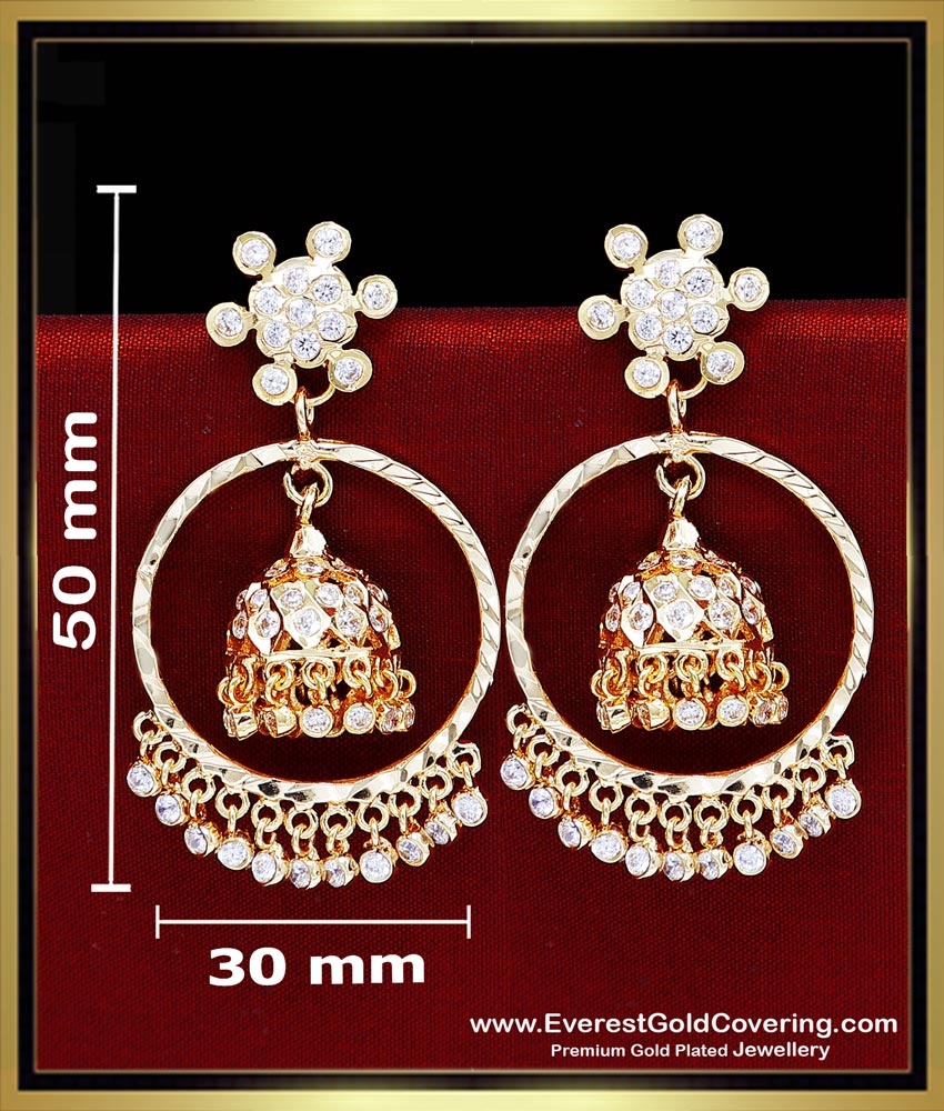 diamond white stone jhumkas