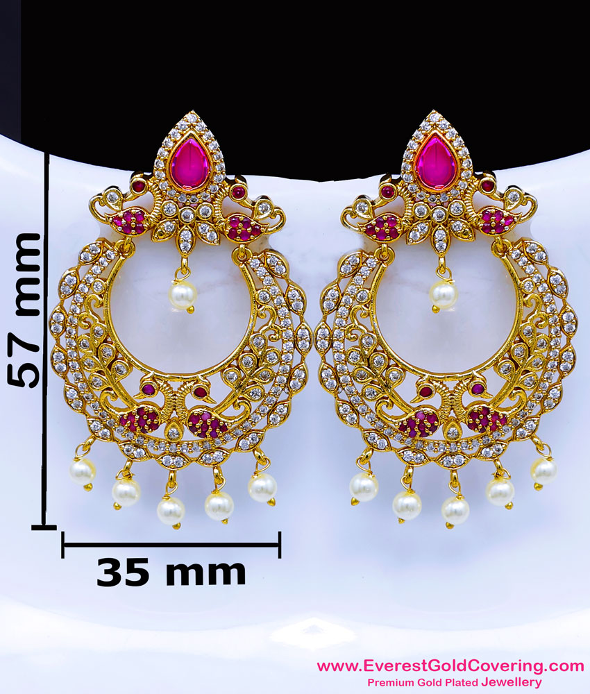 peacock design Chand Bali Stone Earrings