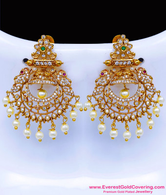 ERG2642 - Latest Premium Matte Finish Ad Stone Peacock Earrings