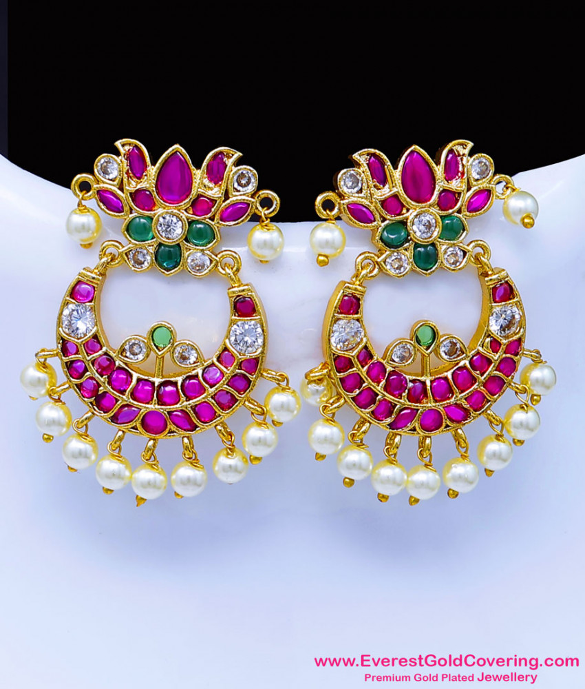 Pearl Drop One Gram Gold Earrings
