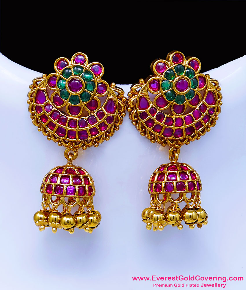 ruby stone finish jhumkas