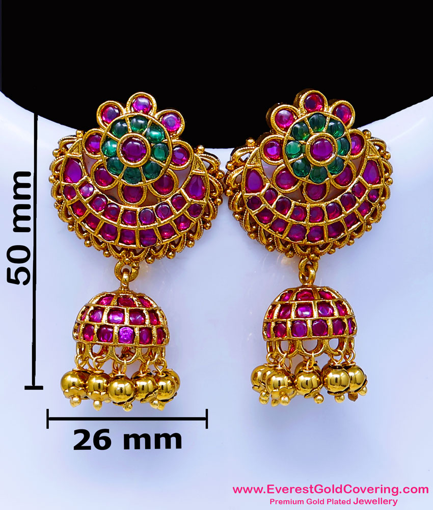 ruby stone finish jhumkas