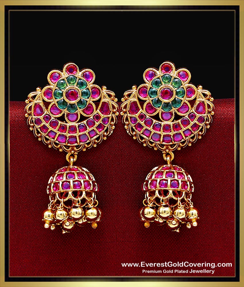 ruby stone finish jhumkas
