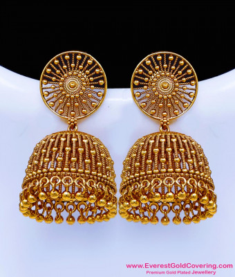 ERG2651 - Best Quality Gold Look Antique Earrings Jhumka Design