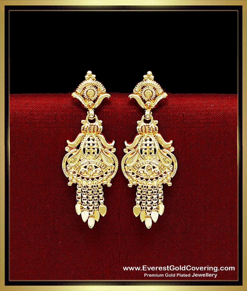 Gold Look Without Stone Daily Wear Gold Covering Earrings Gold Plated Earrings Online Shopping