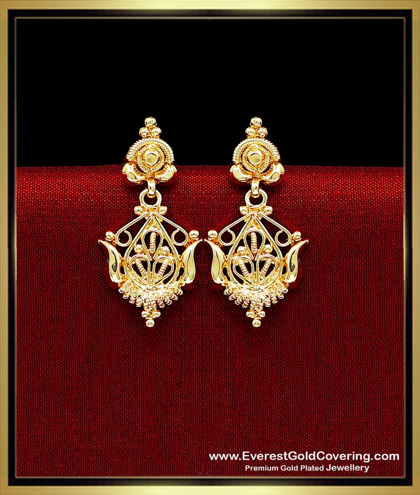 New Model Lightweight 1 Gram Gold Earrings for Women kammal design gold latest