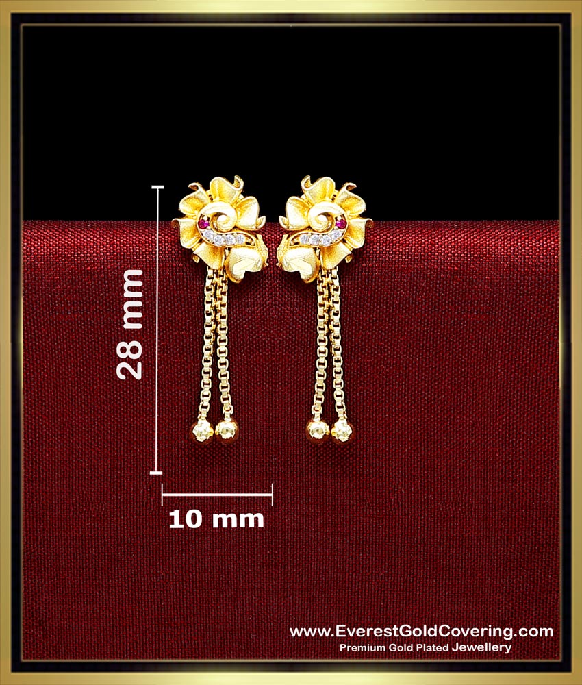 Beautiful Light Weight Daily Wear Hanging Gold Earrings light weight gold earrings designs,