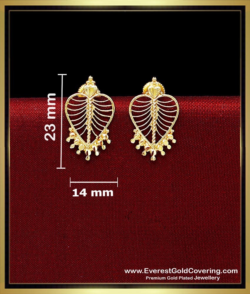 Premium Gold Plated Daily Wear Leaf Design Stud Earrings 1 gram gold earrings new design