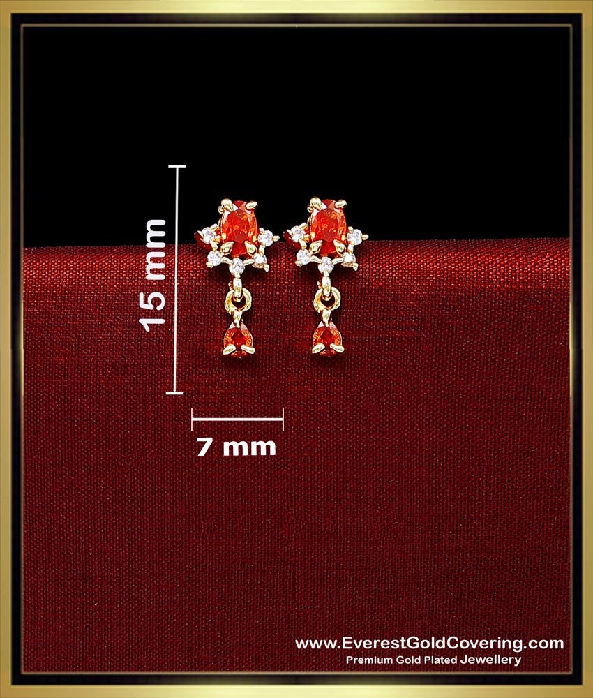 Elegant Orange Colour Stone 1 Gram Earrings for Women stone stud earrings artificial