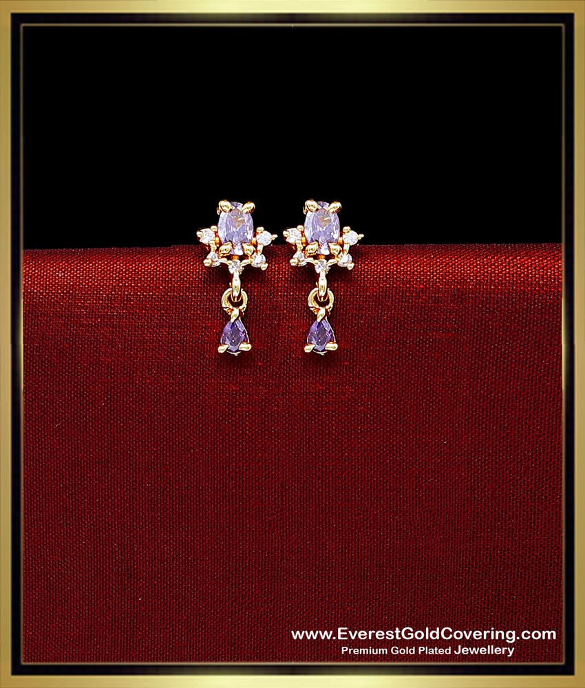 purple stone earrings gold