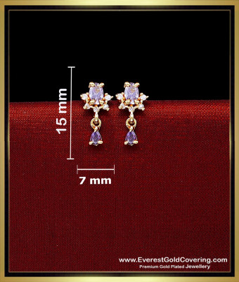 ERG2681 - 1 Gram Gold Small Daily Wear Violet Stone Earrings