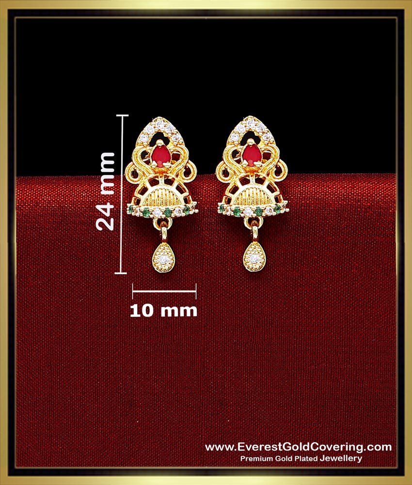 Royal Touch Light Weight Cute Small Gold Earrings Designs Simple Gold Plated Daily Wear Earrings