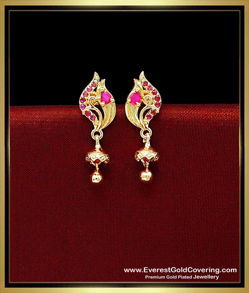 New Model Ruby Cubic Zirconia Earrings Studs Online cubic zirconia earrings india