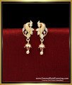 Unique White Stone Peacock Design Earrings for Girls gold plated peacock earrings design