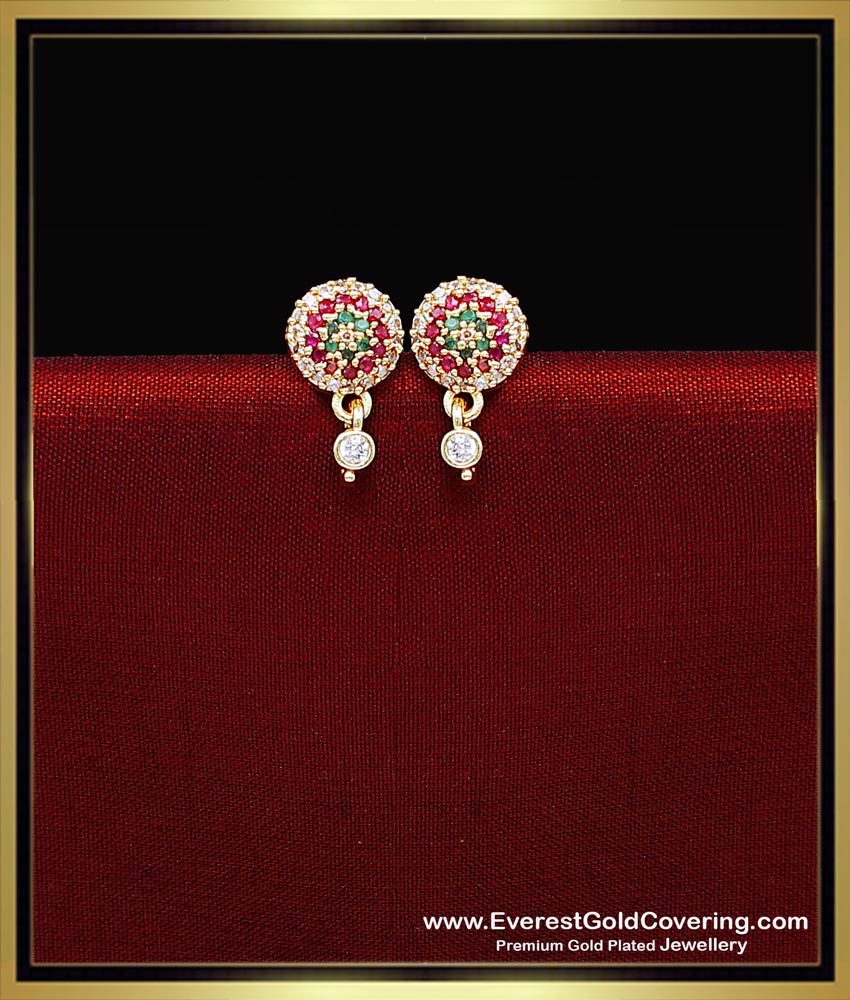 Cute Small Round Shape Multi Stone Stud Earrings small round earrings for girls
