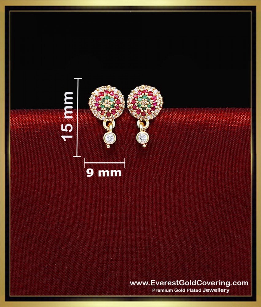Cute Small Round Shape Multi Stone Stud Earrings small round earrings for girls