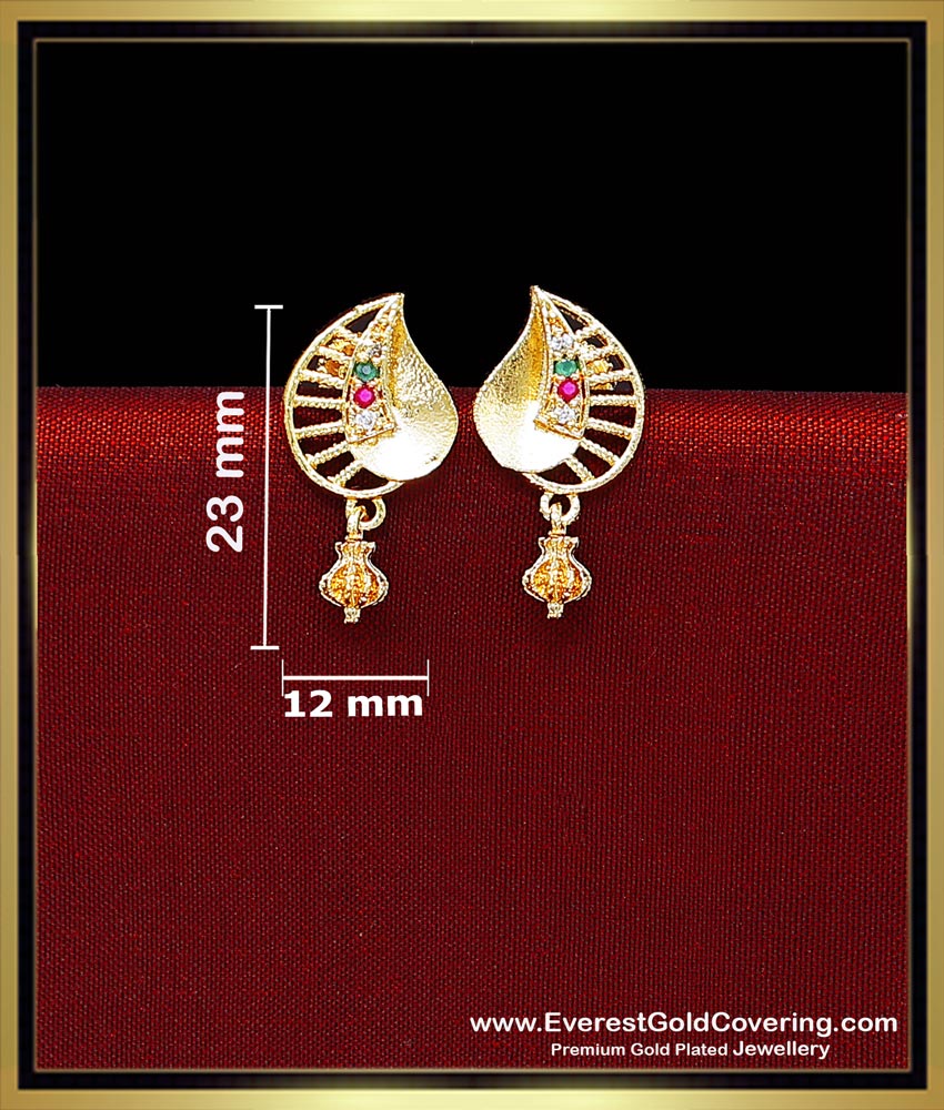 New Leaf Model Gold Plated Daily Wear Stone Earrings Leaf design earrings studs