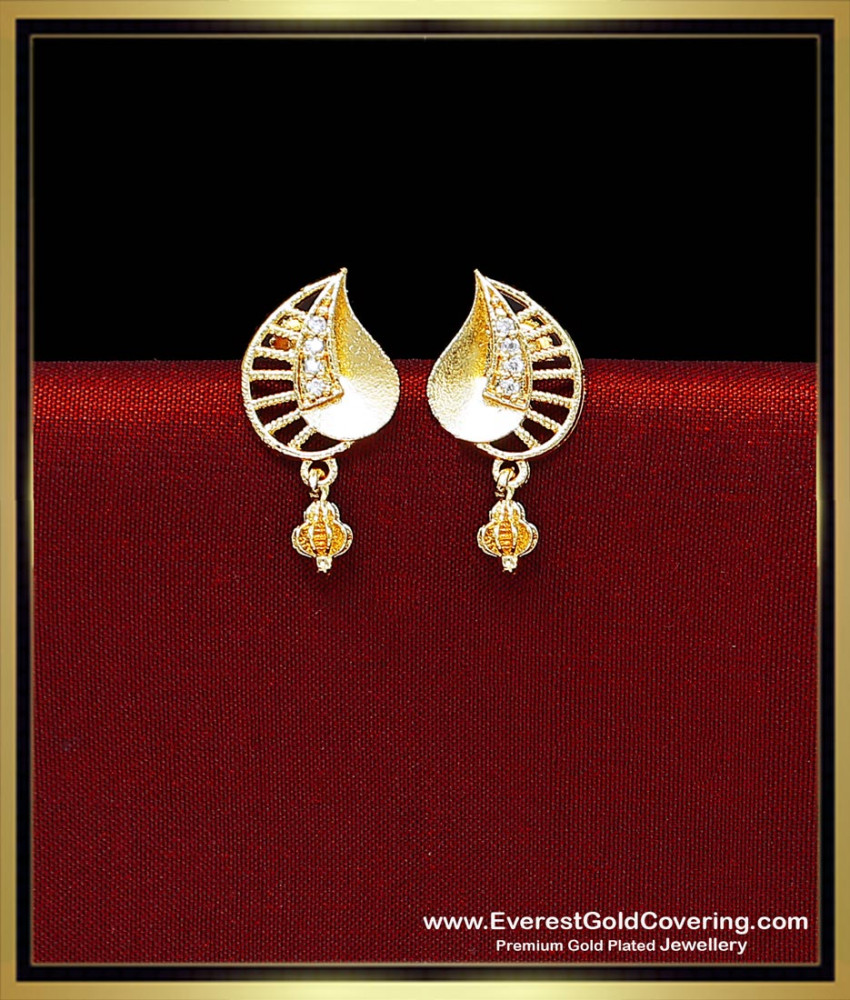 1 Gram Gold Plated Sparkling Stones Ear Tops for Girls daily use ear tops for girls gold