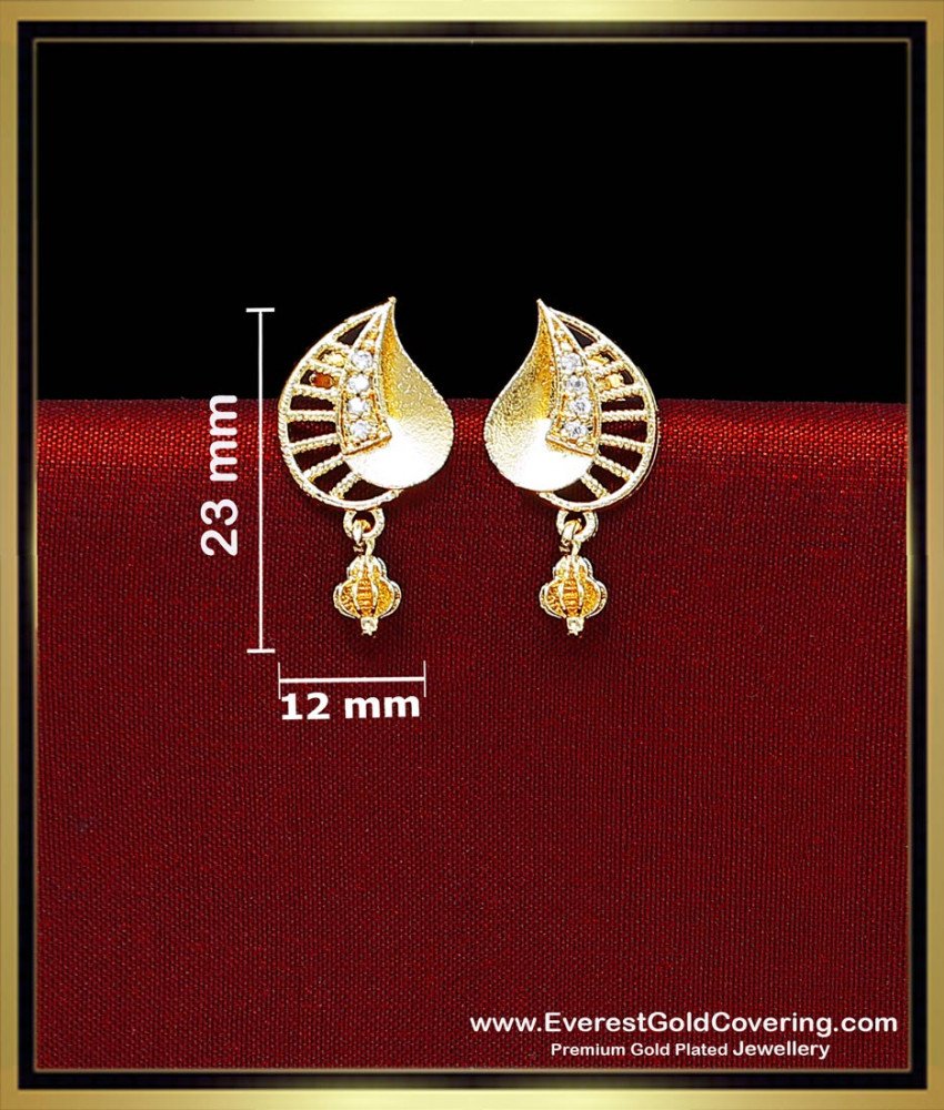 1 Gram Gold Plated Sparkling Stones Ear Tops for Girls daily use ear tops for girls gold
