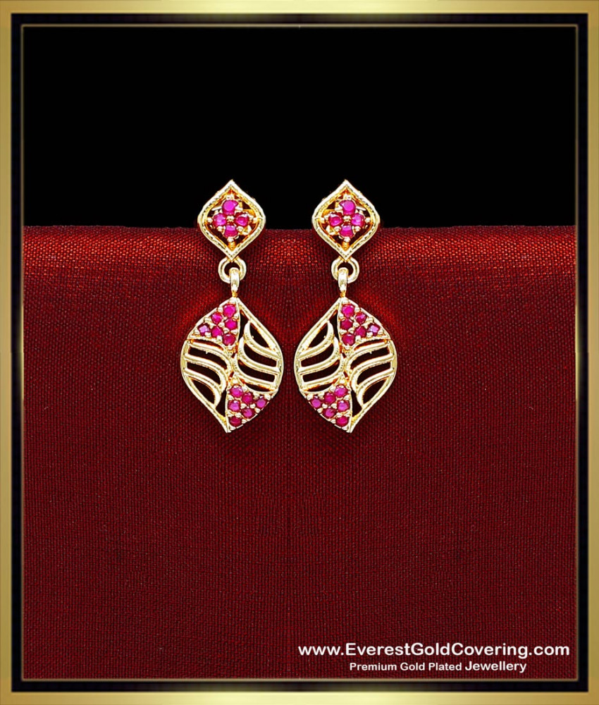 Trendy Gold Earrings Lightweight Ruby Stone Earrings stylish ruby stone earrings for women
