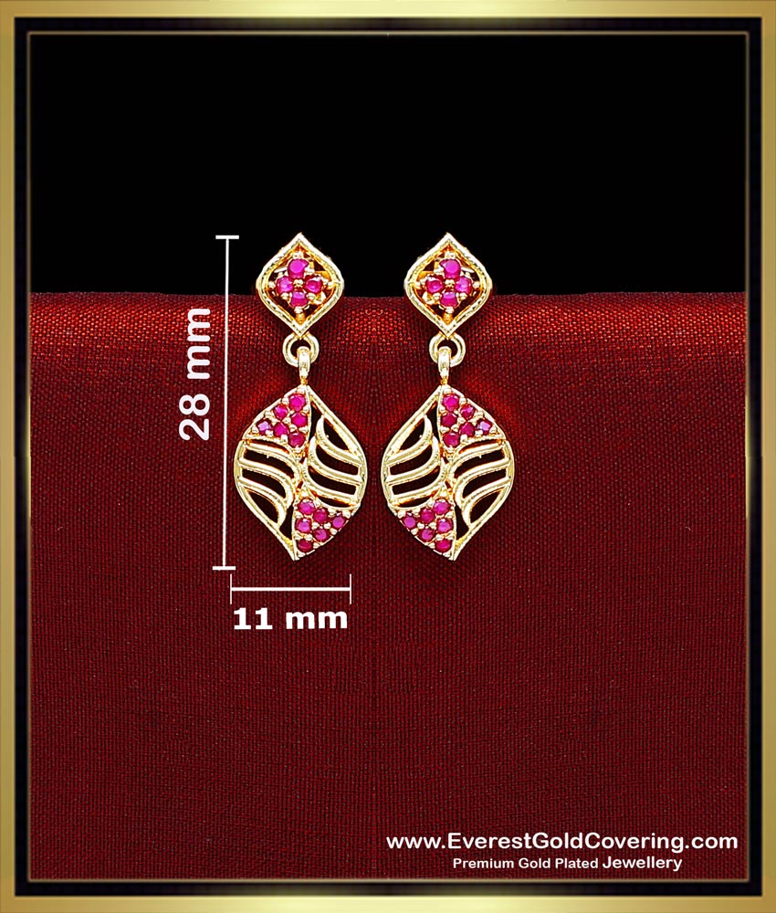 Trendy Gold Earrings Lightweight Ruby Stone Earrings stylish ruby stone earrings for women