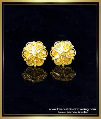 ERG2704 - Simple Daily Use Flower Design Gold Forming Stud Earrings