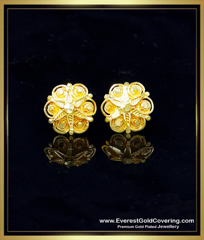 Simple Daily Use Flower Design Gold Forming Stud Earrings gold forming jewellery