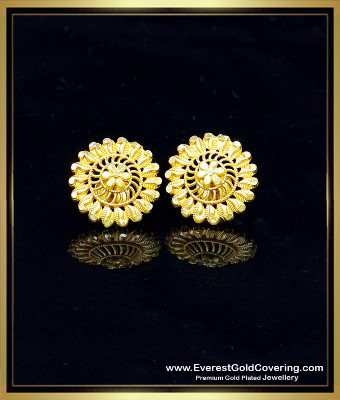 ERG2705 - Traditional Flower Design Yellow Gold Stud Earrings Online