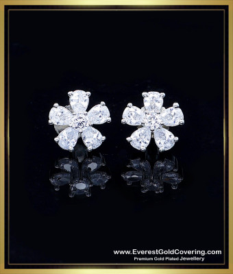 ERG2707 - Elegant American Diamond White Gold Stud Earrings