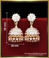 Impon Bridal Wear Gold Earring Design White Stone Jhumkas impon jewellery, gold earring patterns, jhumkas online, jhumkas gold, jhumkas for women, impon jhumki, impon big jhumkas, impon Jimiki, stone jhumka earrings, bridal gold jhumka design