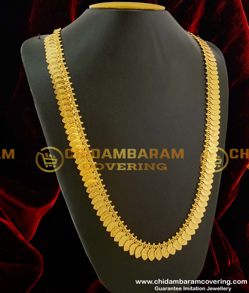 HRM081 –Traditional Lakshmi Coin Kasu Malai Leaf Shape Designs Haram South Indian Style Online coin mala, kasu mala, kasu haram, kasulaperu haram, simple kasulaperu, light weight kasulaperu, traditional kasulaperu designs, gold kasulaperu,