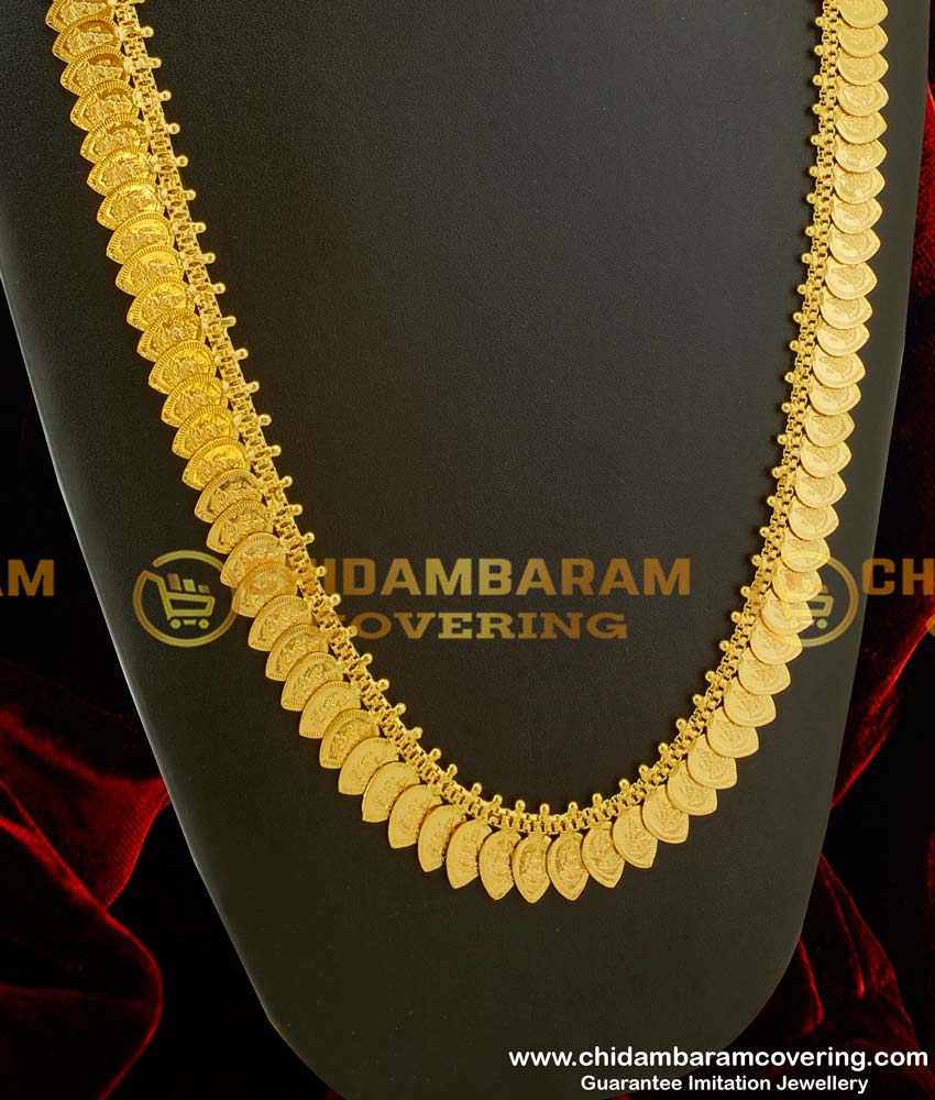 HRM081 –Traditional Lakshmi Coin Kasu Malai Leaf Shape Designs Haram South Indian Style Online coin mala, kasu mala, kasu haram, kasulaperu haram, simple kasulaperu, light weight kasulaperu, traditional kasulaperu designs, gold kasulaperu,