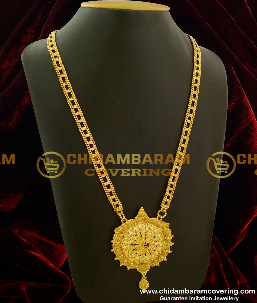 HRM134 - Simple Look Ruby Stone Flexible Long Haram Collections Online
