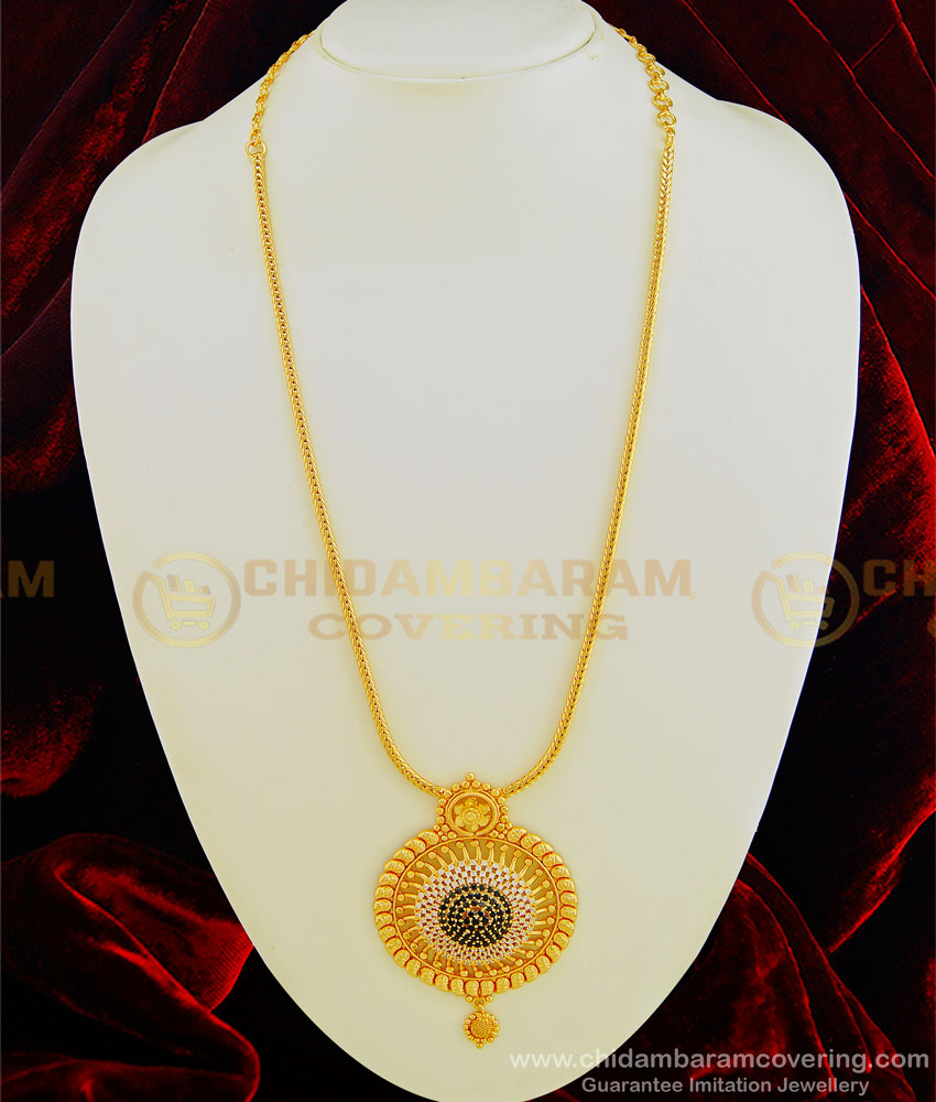 HRM458 - New Arrival 1 Gram Gold Plated Black Stone Big Round Pendant Haram Design Online HRM458 - New Arrival 1 Gram Gold Plated Black Stone Big Round Pendant Haram Design Online