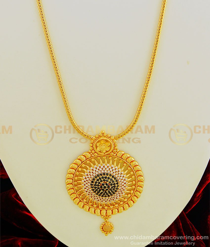 HRM458 - New Arrival 1 Gram Gold Plated Black Stone Big Round Pendant Haram Design Online HRM458 - New Arrival 1 Gram Gold Plated Black Stone Big Round Pendant Haram Design Online