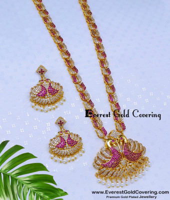 HRM1185 - New Model Bridal Wear Pearl with Ad Stone Haram Set