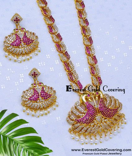 Latest Gold Pearl Haram Designs One Gram Gold Multi Bridal Layer Pearl Long Necklace