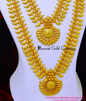 HRM1206 - Forming Gold Matte Finish Traditional Wedding Gold Haram Set