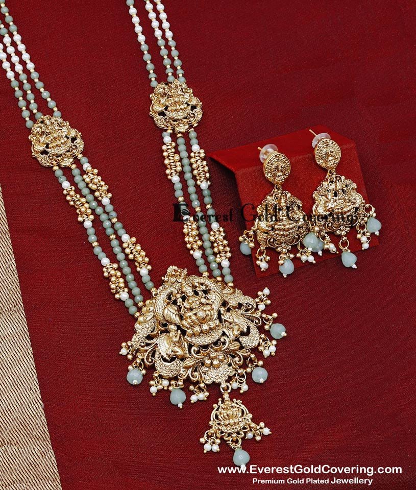 green beads gold jewellery designs