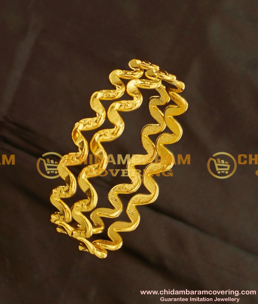 KBL014 - 2.0 Size South Indian One Gram Gold Daily Wear Neli Bangles Online
