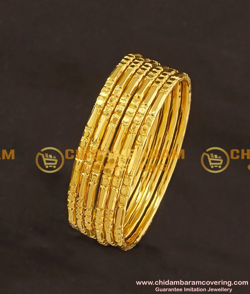 KBL017 - 1.10 Size New Born Baby Bangles Set Of 6 Pieces Gold Plated Thin Bangle Online