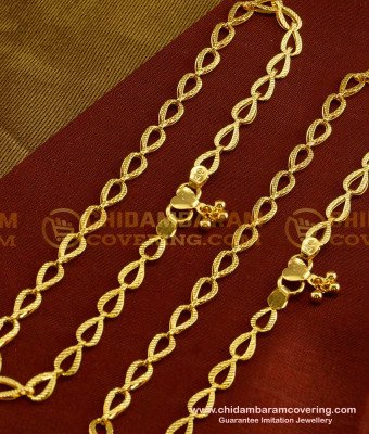 ANK019 - 11 Inch Most Beautiful One Gram Gold Designer Anklet Design for Girls 