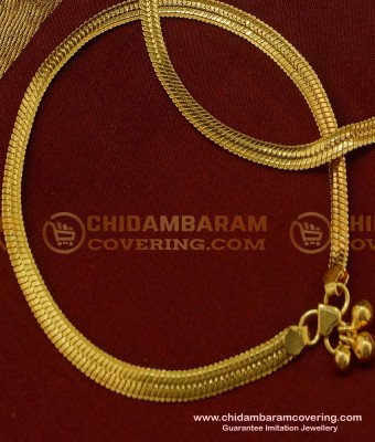ANK048 - 11 Inch Real Gold Design Broad Anklet Flexible Chain Padasaram Design for Wedding