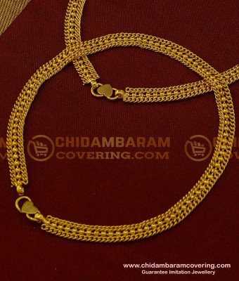 ANK057 - 10 Inch Gold Plated Link Chain Kerala Design Anklet Kolusu Indian Jewellery 
